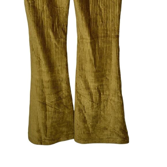 Aerie Women Groove On Velour Pant Small High Rise Flare Ribbed Stretch Brown NWT - Picture 6 of 8